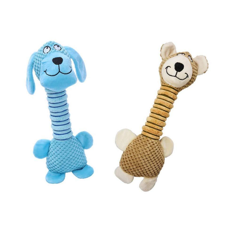 Dog Plush Toys with Long Neck, Interactive Stuffed Dog Squeaky Toys, Long Animal Chew Toys for Small Medium Large Dogs Teeth Clean and Entertainment(Blue Dog, Brown Bear) - PawsPlanet Australia