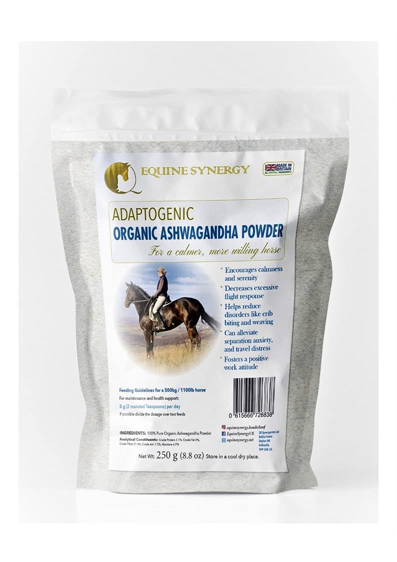 Equine Synergy Ashwagandha Calmer for Horses and Ponies- A Powerful Organic Calming Herb to Help Relax and Focus Your Horse or Pony, with Adaptogenic Agents to Support a More Willing Attitude - PawsPlanet Australia