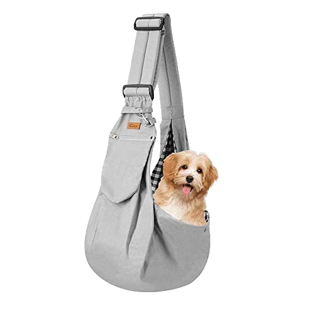 CUBY Dog and Cat Sling Carrier Soft Pouch and Tote Design – Suitable for Puppy Small Dogs Pouch Shoulder Carry Tote Handbag (gray) gray - PawsPlanet Australia