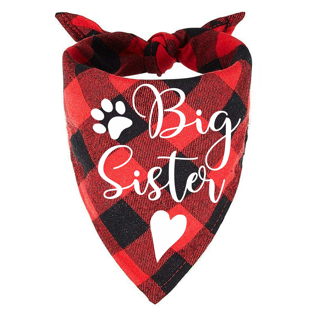 easycozy Red Plaid Big Sister Pregnancy Announcement Dog Bandana, Gender Reveal Photo Prop Pet Scarf Decorations Accessories, Pet Scarves Dog Lovers Owner Gift - PawsPlanet Australia