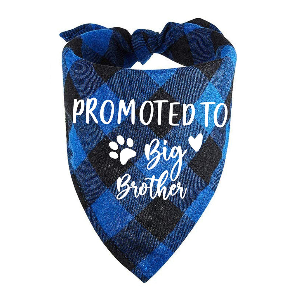 easycozy Promoted to Big Brother Blue Plaid Dog Bandana, Gender Reveal Photo Prop Triangle Pet Scarf Scarves Decorations Accessories, Pet Scarves Dog Lovers Owner Gift - PawsPlanet Australia