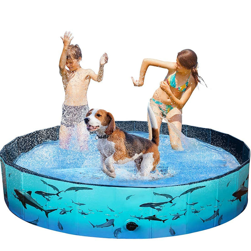 Pantula Plastic Rigid Dog Paddling Pool - Large Dog Pools - Portable PVC Dog Swimming Pool - Pet Puppy Kids Dog Bath Tub Pool (160) 160 - PawsPlanet Australia