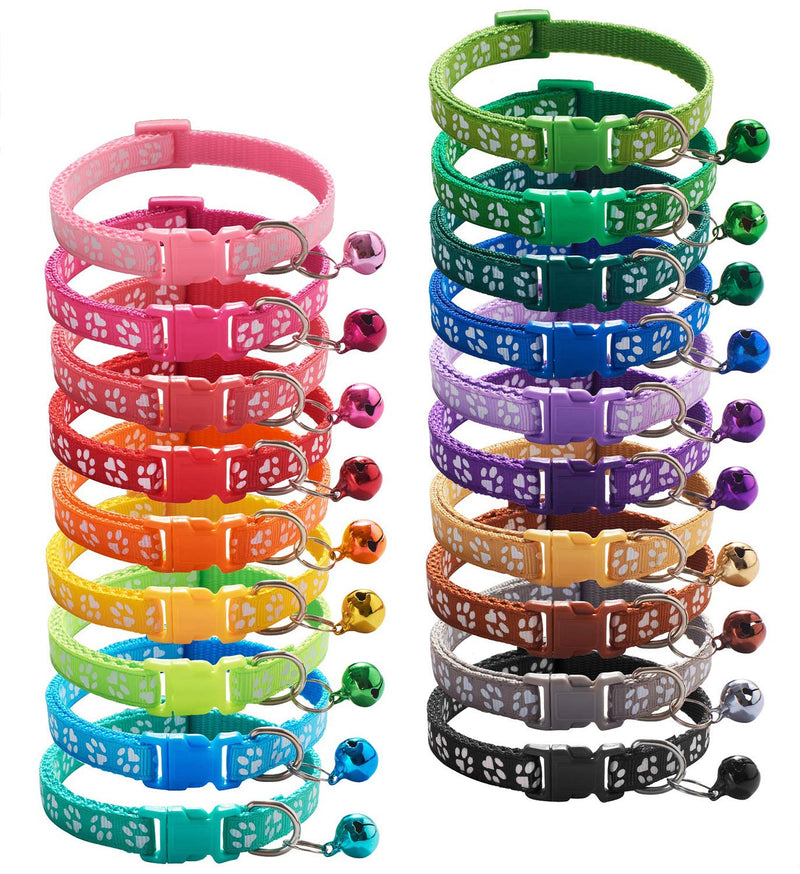 Flymind 19Pcs Puppy ID Collars with Bell Adjustable 19-32cm, Soft Nylon Adjustable Reflective Identification Collars for Newborn Pets - PawsPlanet Australia