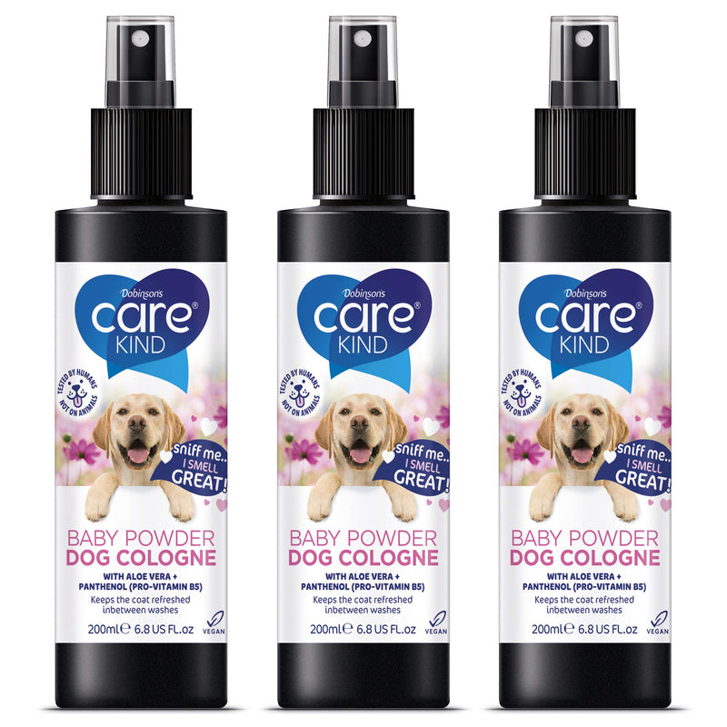 CAREKIND Baby Powder Dog perfume - 200ml dog spray with spray pump, Vegan dog cologne is a dog deodoriser spray. dog perfume spray dog deodorant use with our baby powder Dog Shampoo (3x 200ml) 3x 200ml - PawsPlanet Australia