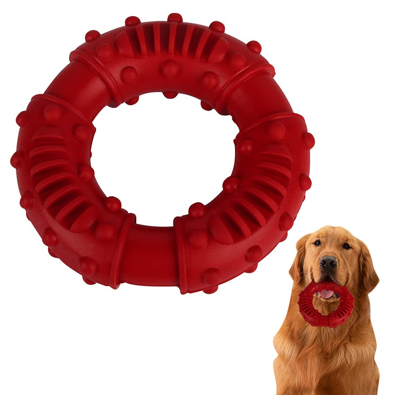 Dog Ring Toy, ZonYan Dog Chew Toys Indestructible, Dog Bites Toy Rubber, Dogs Strong Rubber Ring, Durable Teeth Cleaning Chew Toys, Dog Toothbrush Chew Toy, Dental Oral Care for Small Medium Dogs red - PawsPlanet Australia