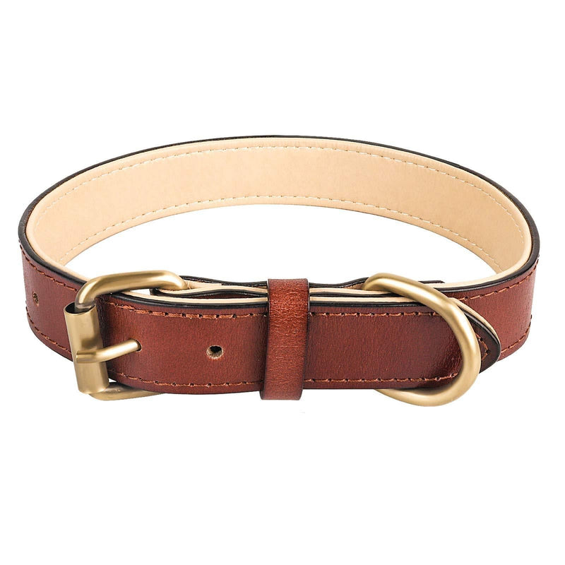 Adjustable Handmade Leather Padded Puppy Classic Collar Small Dog for Walking Training(S) S - PawsPlanet Australia