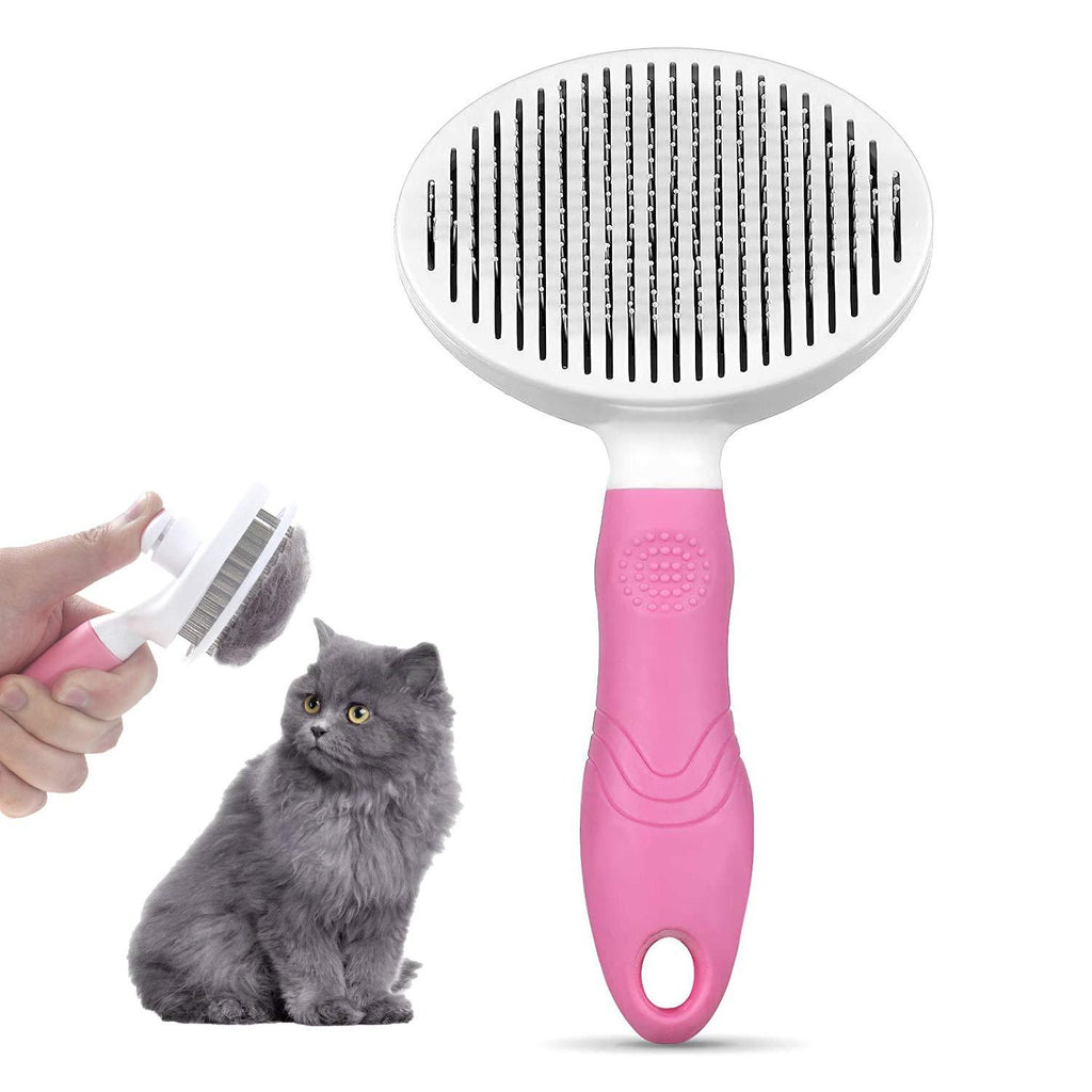 Cat Brush, Self Cleaning Slicker Brushes for Shedding and Grooming Removes Loose Undercoat, Mats and Tangled Hair Grooming Comb for Cats Dogs Dematting Detangling & Deshedding (Red) Red - PawsPlanet Australia