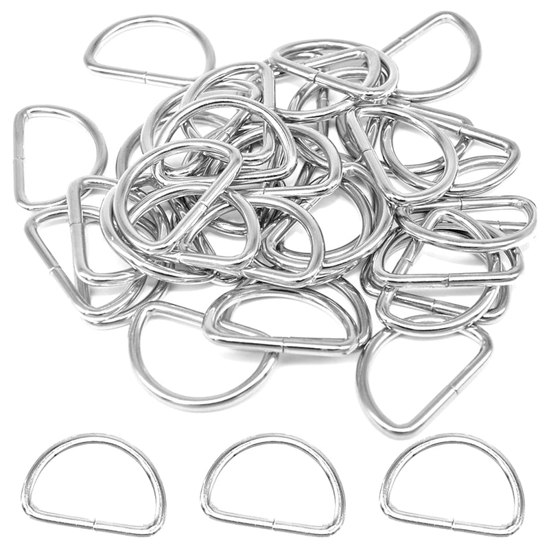 VEGCOO 60 PCS Silver D Ring Metal D Ring Buckles 25mm for Bag Straps, Belts, Macrame, Pet Collar Leashes - PawsPlanet Australia