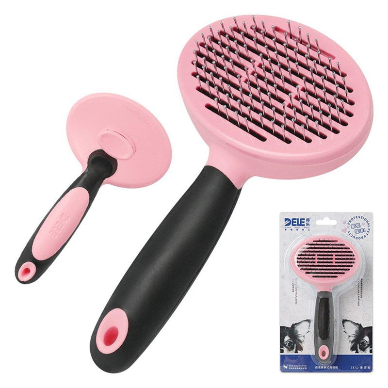Slicker Brush Cat Dog Grooming Brush Comb Self Cleaning Pet Massage Bath Brush for Long Medium Short Hair Dogs Cats Pet Stainless Steel Metal Dog Brush Removes Dead Undercoat and Loose Hairs,Pink Pink - PawsPlanet Australia