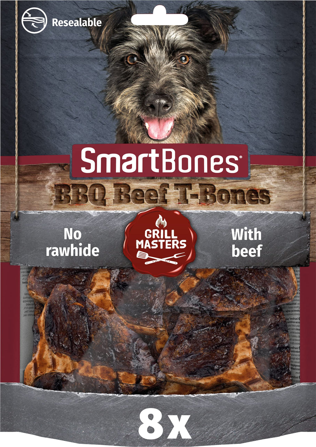 SmartBones BBQ Beef T-Bones Grill Masters Rawhide-Free Chewy Treats for Dogs, Barbecue Flavour, Made With Tasty Beef - PawsPlanet Australia