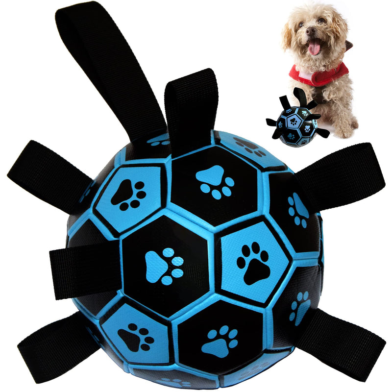 Dog Ball, Dog Toy Football with Non Rope Launcher Straps for Interactive Fetch Games. Outdoor Toys - Small to Large Dogs Blue - PawsPlanet Australia