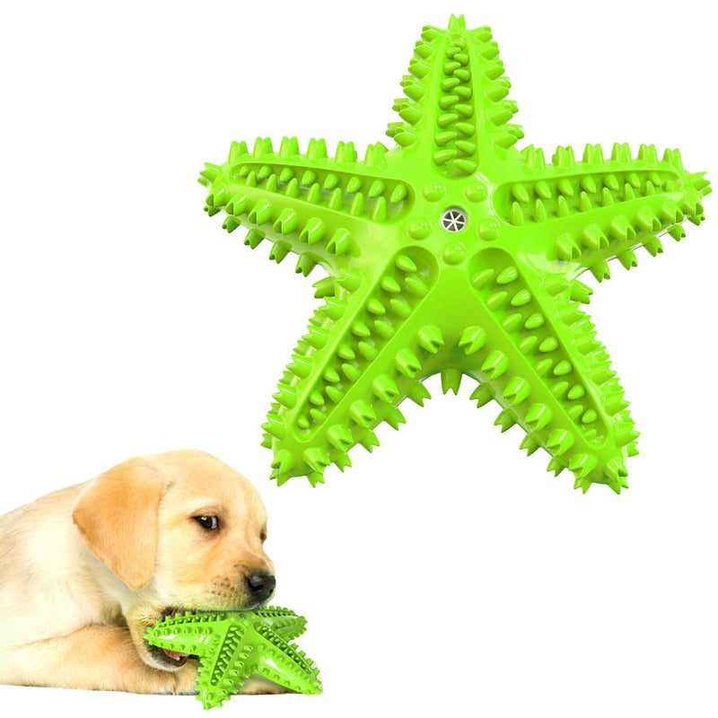 Dog Toothbrush Chew Toy for Teething Chewers Small Medium Breeds Puppy Dogs Durable Squeaky Sound Toys Interactive Throw Toy for Indoor Outdoor Play Teeth Cleaning Green - PawsPlanet Australia