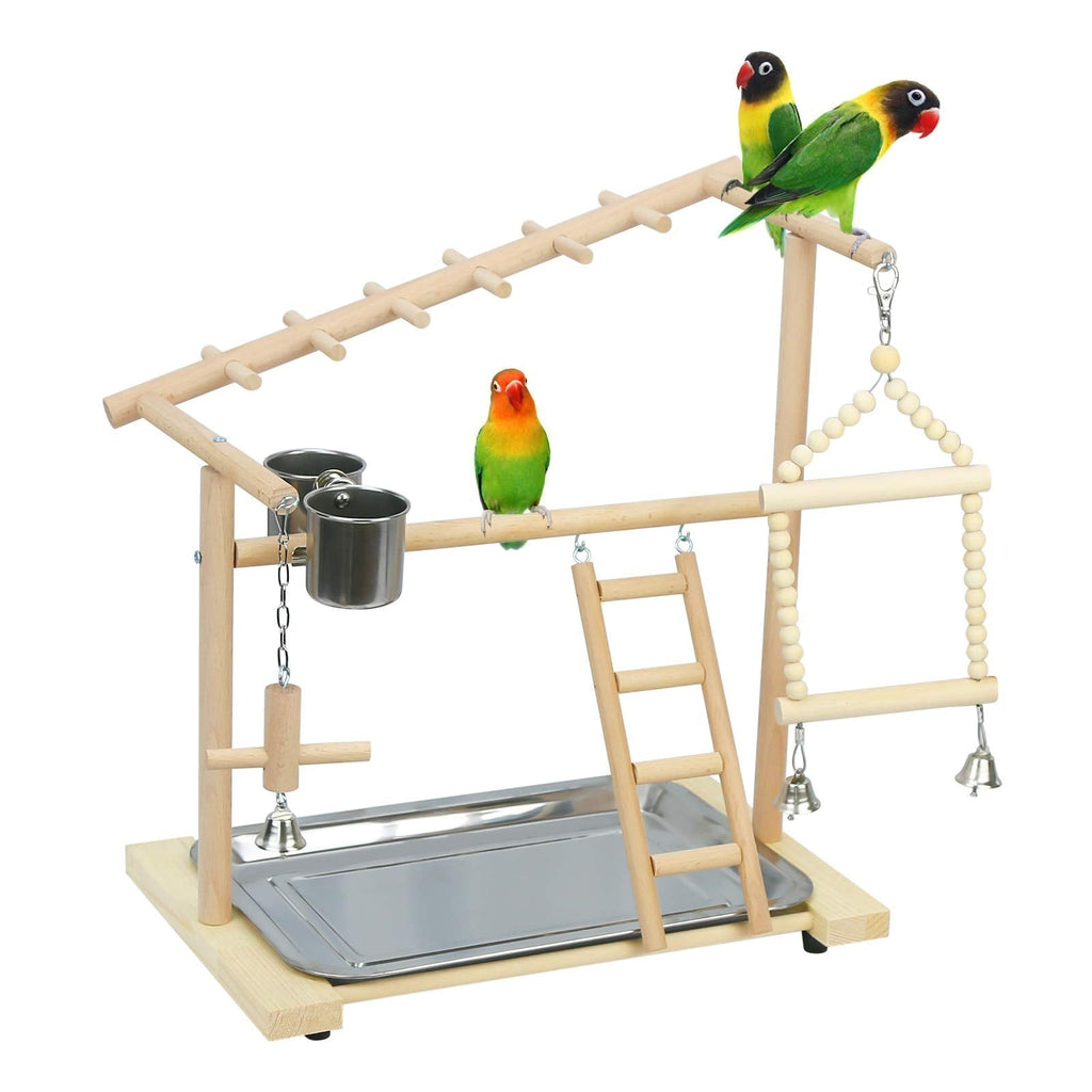 Fittoway Parrot Bird Playground Perch Bird Play Stand Parrot Playstand Natural Wood Bird Toys Gym Playground for Parrots Cockatiel Budgie - PawsPlanet Australia