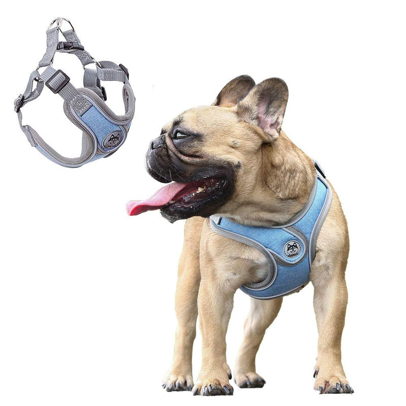 Anlitent No Pull Dog harness for Small Dogs Puppies, Bakc Slip 4 Clips Adjustable Lightweight Pet Vest Service Harness Escape Free Easy Fit for Puppy Indoor Walking Jogging Training Blue Boy XS - PawsPlanet Australia