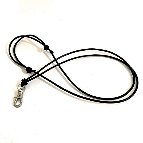 Logan Whistles Adjustable leather cord lanyard; swivel clip; black (Black brass clip) Black brass clip - PawsPlanet Australia