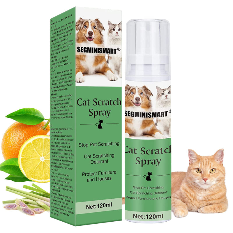 SEGMINISMART Cat Scratch Deterrent Spray, Anti Cat Scratching Spray, Cat Scratching Training Spray, Anti Scratch Cat Repellent Spray, Furniture Protection 120 ml (Pack of 1) Green - PawsPlanet Australia