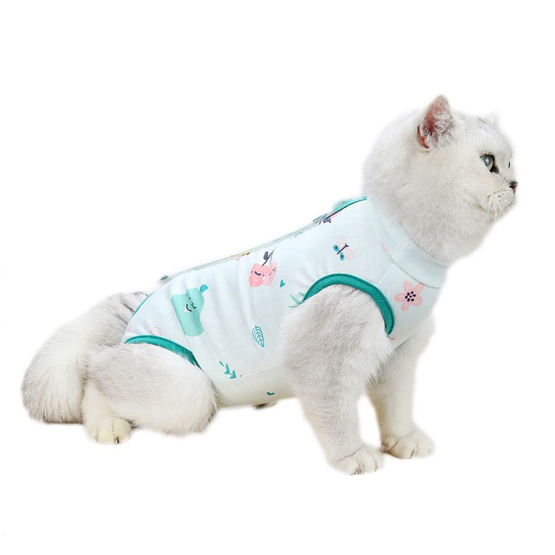 Anlitent Soft Cat Professional Recovery Suit for Abdominal Wounds, Outdoor Fits Indoor Cat Clothing E-Collar Alternative for Kitten Kitty After Surgery, Period of Medication Cute S Green - PawsPlanet Australia