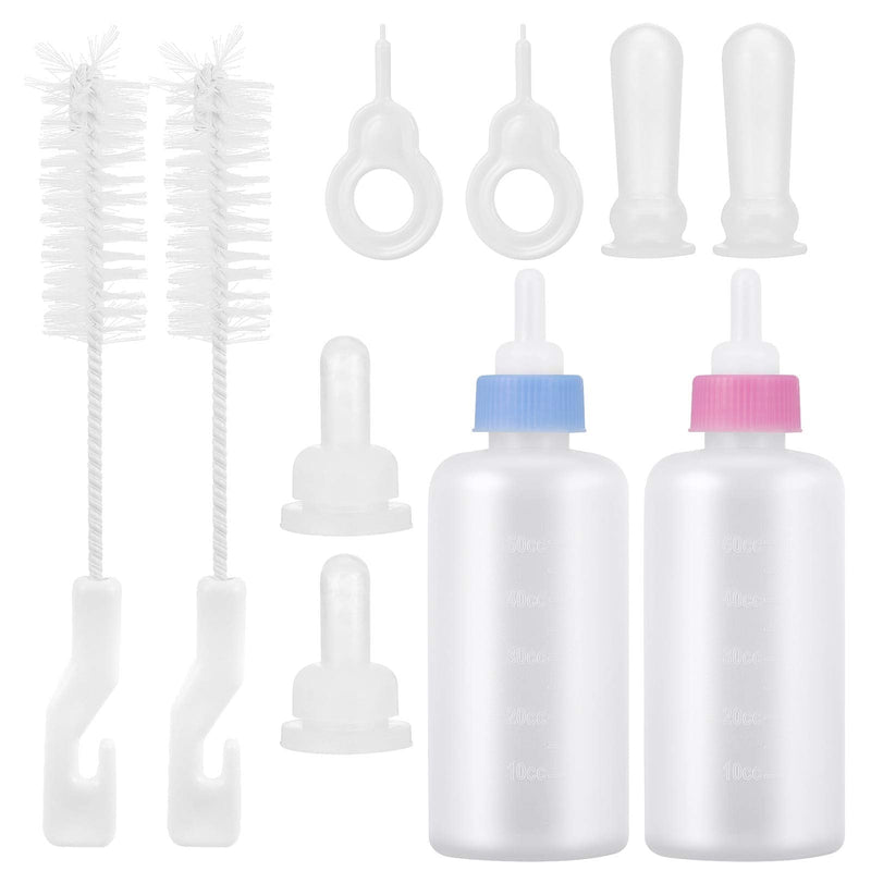 KroY PecoeD Pet Feeding Bottle Kit, Dog Cat Puppy Milk Feeding Bottle, With Replacement Nipples and Cleaning Brushes 50ml Pet Bottle Set, for Kitten Puppy Small Pet Feeding Tool - PawsPlanet Australia