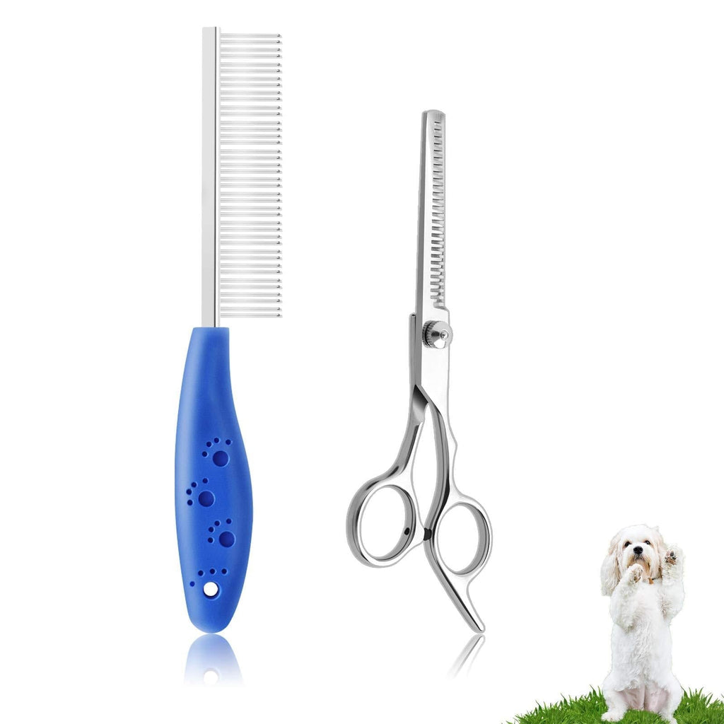 PHINGEER Pet Grooming Scissors Set, Dog Grooming Scissors Kit Include Thinning Scissors and Grooming Comb for Pet Hair Care - PawsPlanet Australia