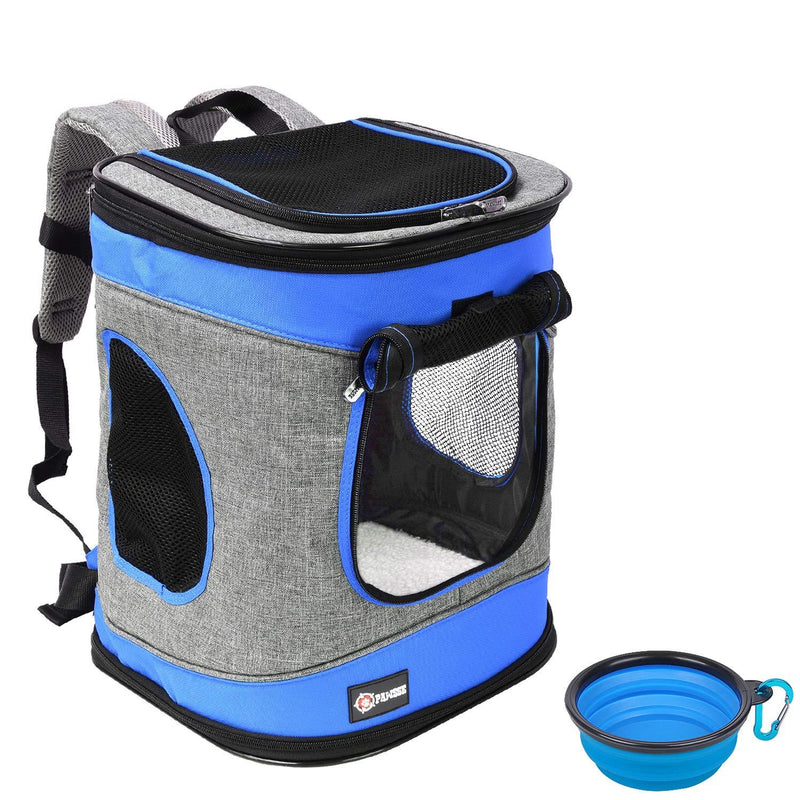 Kato Tirrinia Foldable Pet Carrier Backpack for Small Dogs, Cat Carrier Backpack, Puppy Rucksack Carrier Ventilated Design For Travel Camping Hiking Outdoor Blue and Grey Without Pockets - PawsPlanet Australia