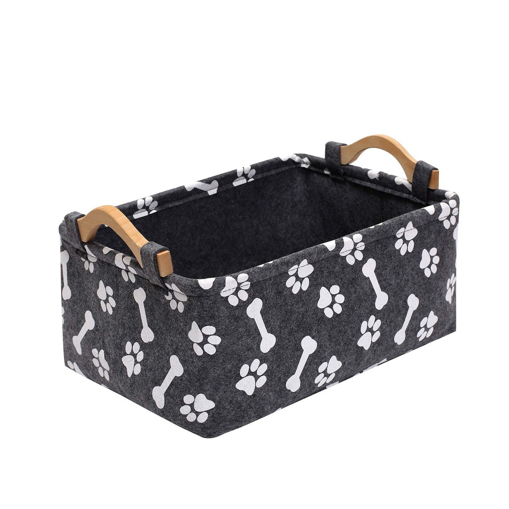 Brabtod Paw Folding Pet Toy Storage Bin for Organizer Pet Toy, Blankets, Leashes and Food In Printed “Dog Paws”Dog Bones-Gray Gray - PawsPlanet Australia