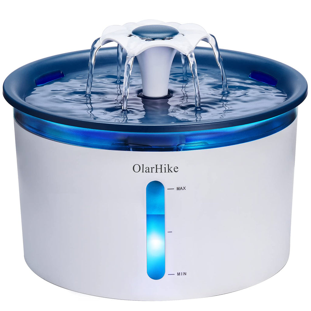 OlarHike Cat Water Fountain, 2.5L Dog Water Fountain Ultra Quiet Automatic Pet Water Dispenser with 2 Replacement Filters, LED Lights for Cats, Dogs, Multiple Pets (Blue) Blue - PawsPlanet Australia