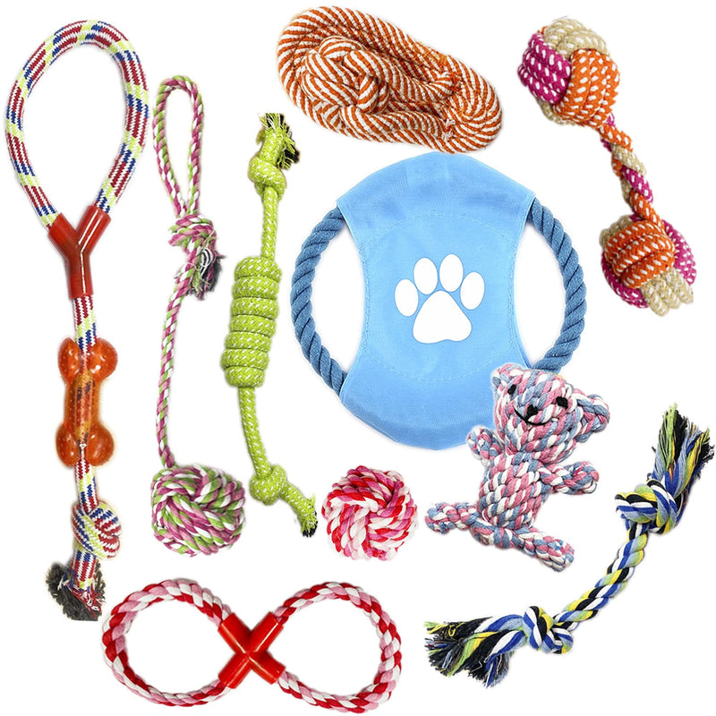 VIROSA Dog Rope Toys | Pack of 10 | Chew Toys For Puppy | Interactive Toys For Dogs | Cotton Rope Toys For Dogs | Cotton Toys For Puppy | Ideal for Small/Medium/Large Dogs - PawsPlanet Australia