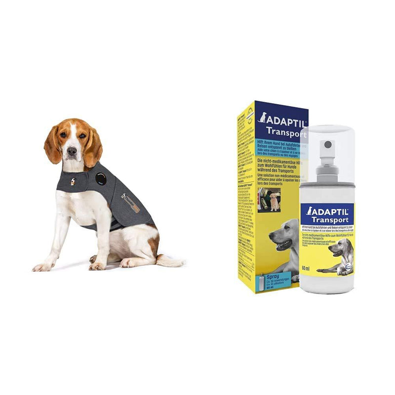 Thundershirt Anxiety Coat for Dog, M, Grey with ADAPTIL Calm Transport Spray, helps dog cope with travelling and other short term challenges, 60 ml - PawsPlanet Australia