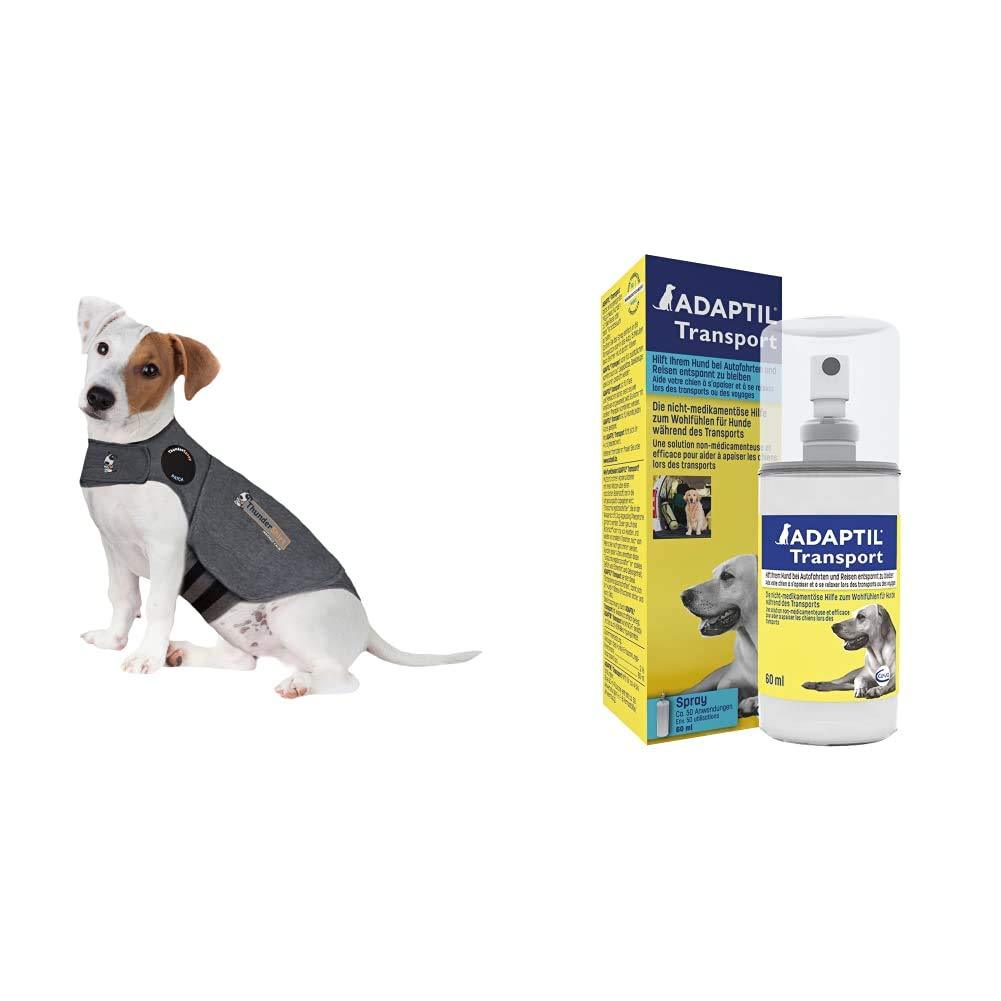 Thundershirt Anxiety Coat for Dog, S, Grey with ADAPTIL Calm Transport Spray, helps dog cope with travelling and other short term challenges, 60 ml - PawsPlanet Australia