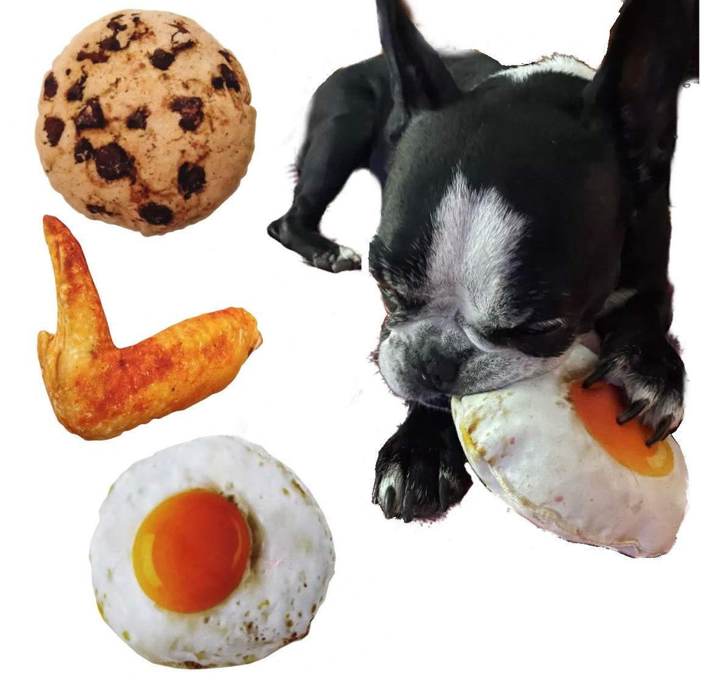 Realistic Chew Toy Tasty Squeaky Pet Dog Cat Product Small Large Plush Soft On Teeth Chicken Beef (Fried Egg) Fried Egg - PawsPlanet Australia