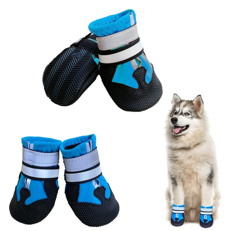 NeuWook Dog Boots, Set of 4 Waterproof Dog Protective Boots Wear-Resistant Dog Shoes with Reflective Straps for Small Medium Large Dogs Outdoor, Blue (S) S - PawsPlanet Australia
