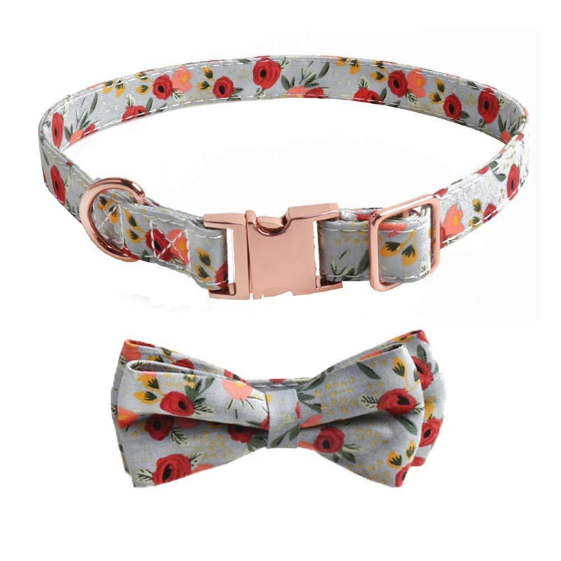 FEimaX Dog Collar Floral Pattern Custom Dog Collars with Bow Tie Quick Release Stainless Steel Buckle Removable Festival Gift Pet Collars - Soft & Comfy for Small Medium Large Pets Pea Green Flower L - PawsPlanet Australia
