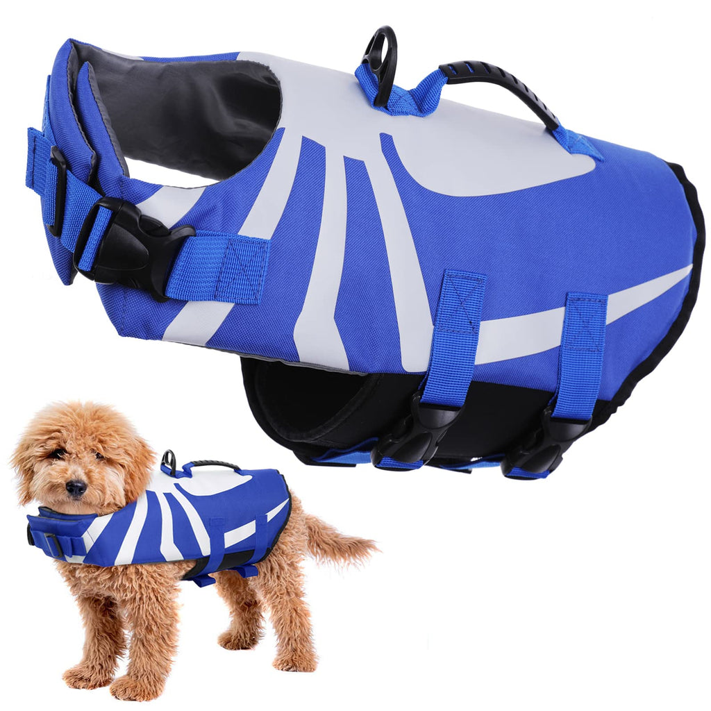 Dog Life Jacket Vest, Dog Floatation Vest Puppy Lifesaver Preserver Swimsuit Swimming Rescue Device Buoyancy Aid for Small Medium and Large Dogs(Blue, S) Blue - PawsPlanet Australia