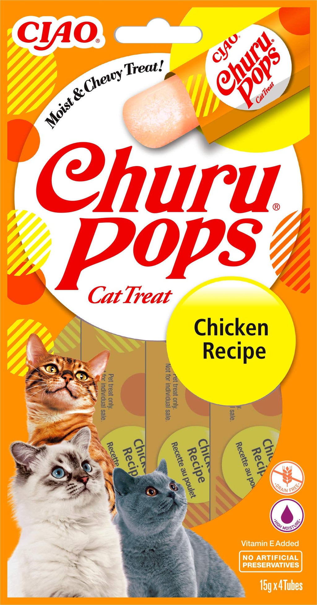 INABA Churu Pops - Hand-Feeding Cat Treats - Delicious, tasty cat snacks - Chicken, Yellow - PawsPlanet Australia