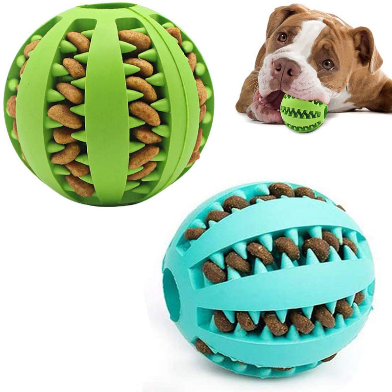 Dog Treat Ball, 2 Pack Dog Ball Toys for Pet Tooth Cleaning, Nontoxic Bite Resistant Toy Ball for Small Medium Large Dogs Teeth Cleaning Chewing Training IQ Training gewwn-bule - PawsPlanet Australia