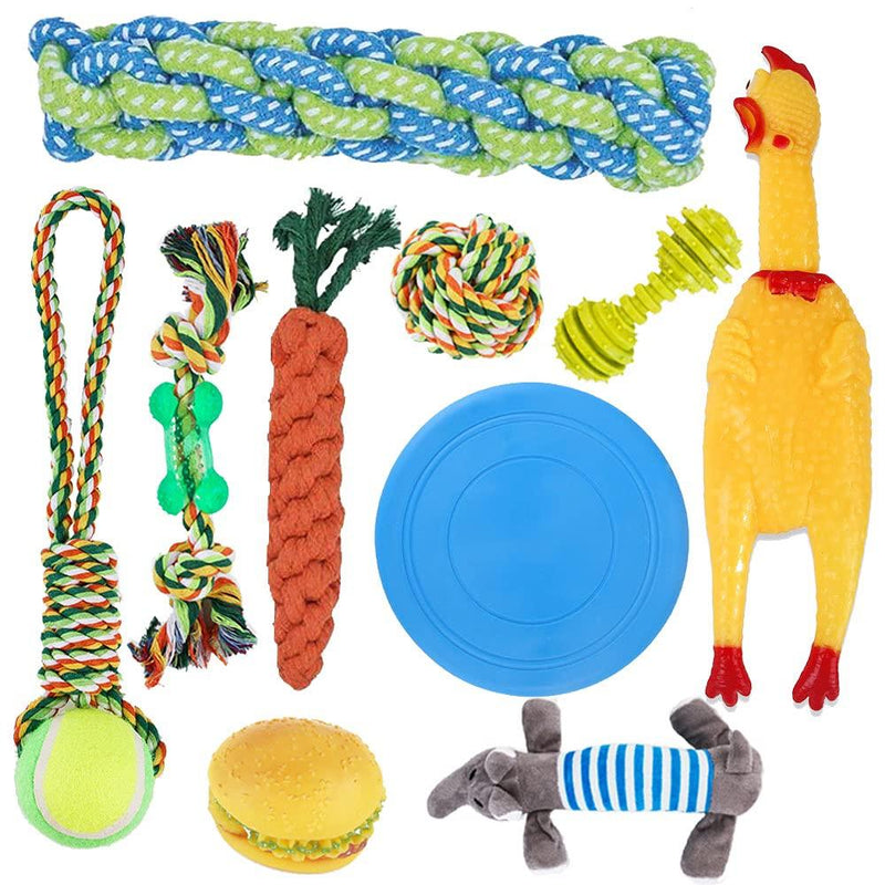 Chew Toys for Dog, WeFine 10pcs Puppy Rope Toys for Small Medium Large Dogs,100% Cotton Ropes for Teething Cleaning or Training 10 pack - PawsPlanet Australia