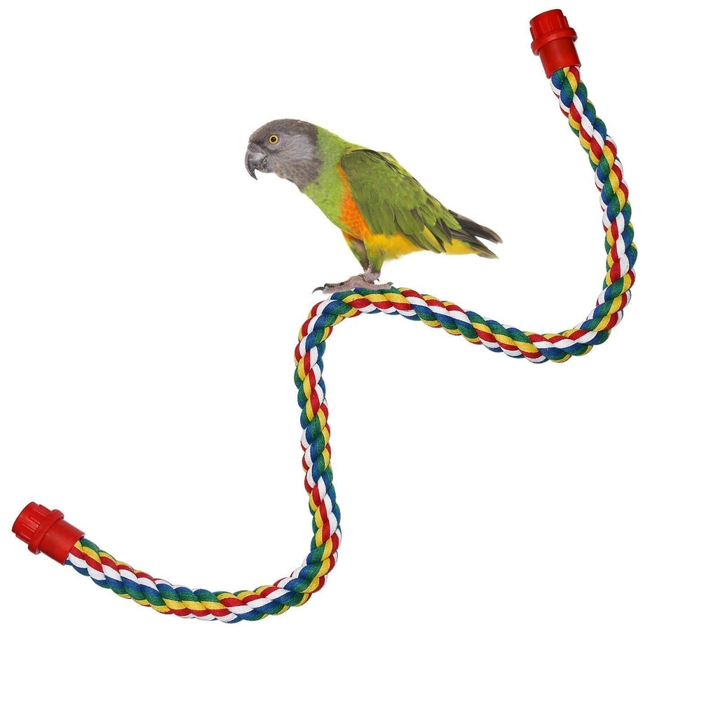 Bird Perch- Cage Rope for Parrot/Parakeet/Cockatiel Bungee Toy Comfy Colorful (31.5 Inch Long, Plastic Nuts) 31.5 Inch Long - PawsPlanet Australia