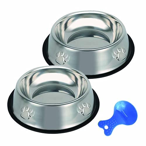 Stainless Steel Cat Bowl, 2 Pack Metal Dog Bowls for Food and Water, Non-Slip Pet Feeding Dish Bowl With Rubber Base for indoor Cats Small Dogs - PawsPlanet Australia