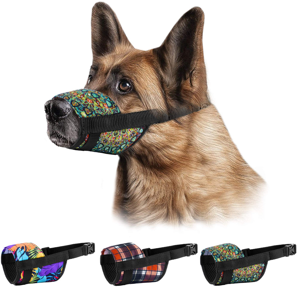 MUROM Print Dog Muzzle for Small Medium Large Dogs Puppy Pattern Adjustable Pet Muzzles Anti Barking Biting Mouth Cover (Mandala, M/L) Mandala - PawsPlanet Australia