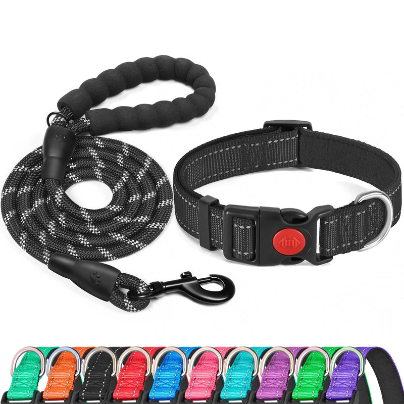 haapaw Reflective Dog Collar Padded with Soft Neoprene Breathable Adjustable Nylon Dog Collars for Small Medium Large Dogs XS (Pack of 1) Black - PawsPlanet Australia