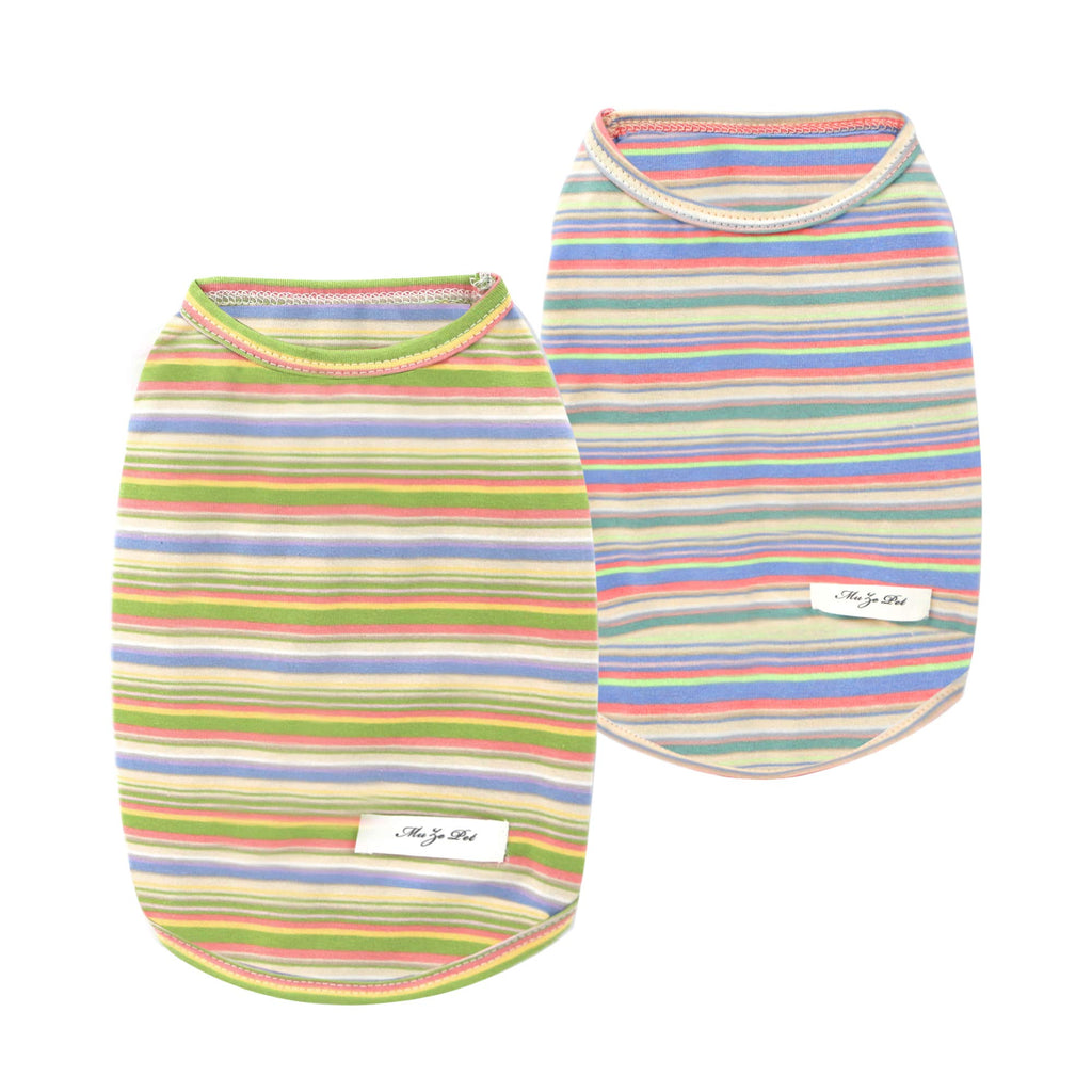 Dog Striped T-Shirt, YAODHAOD Summer Breathable Cotton Shirts, Dog Soft Tank Top Sleeveless Vest Dog Tee Shirt for Small Medium Dog Cat Clothes (2Pack) (Small) S - PawsPlanet Australia