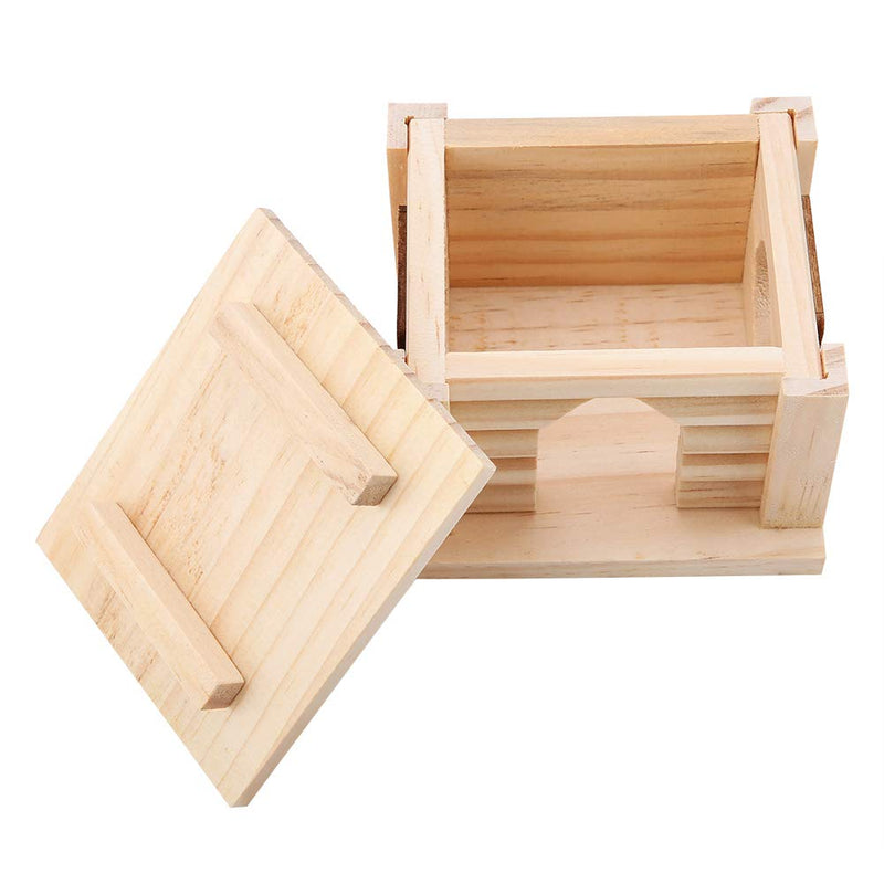 Weikeya Hamster House Wooden Rat Hut Cage Detachable Top Made of Wood Suitable for Small Pet Toys - PawsPlanet Australia