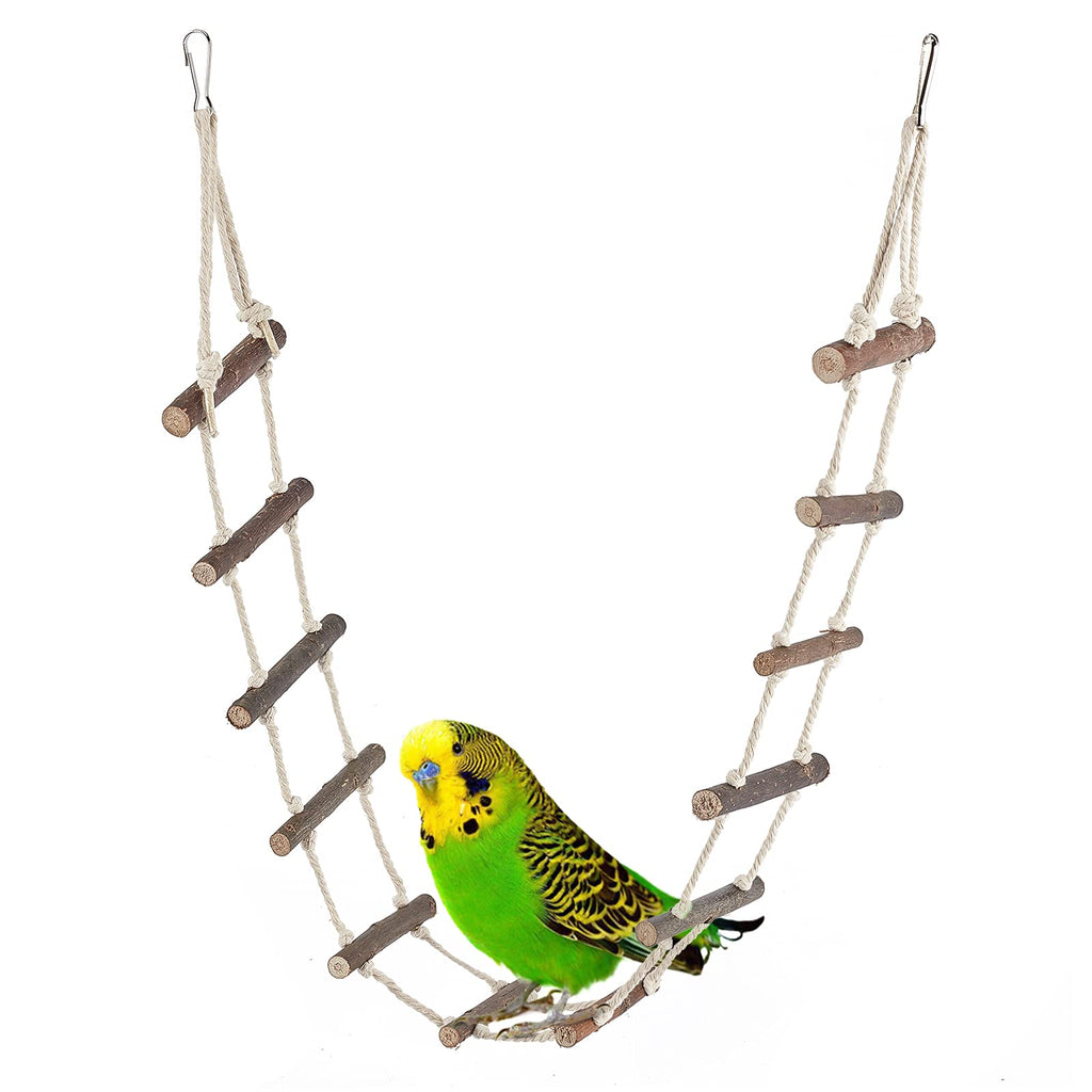 AHANDMAKER Pet Birds Climbing Ladder , Squirrel Suspension Rope Bridge Nature Wood Long Climbing Ladder for Parrot Bird Squirrel Flying Squirrel Parakeet Canary - PawsPlanet Australia