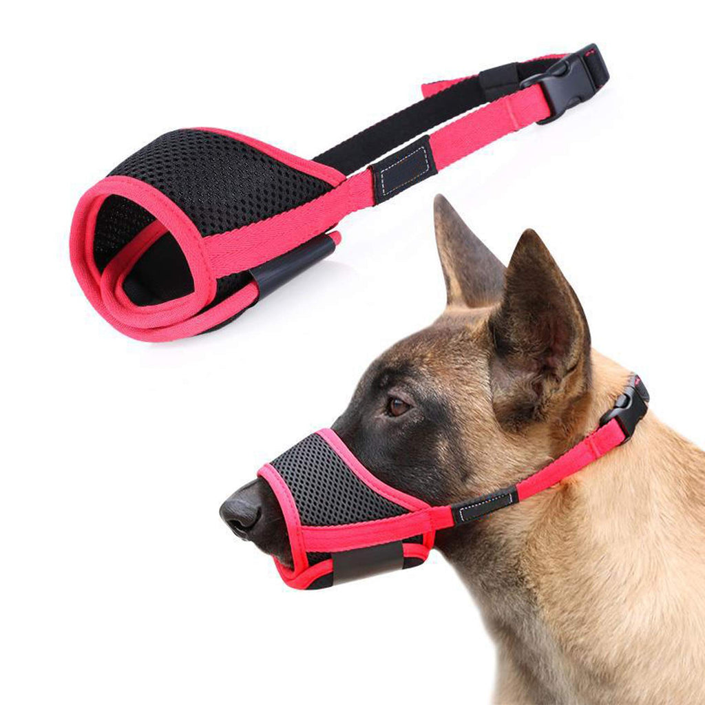 Elehui Dog Muzzles Nylon Dog Mouth Cover Mesh with Adjustable Loop and Soft Pad Dog Training Muzzle Prevent for Biting Eating Barking and Chewing Red-black (S) S - PawsPlanet Australia