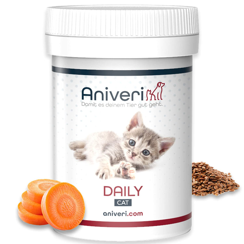 Aniveri Daily Cat for Cats, Vitamins and Minerals, Vitamin B Complex, 50 g Powder, Complex High Dose, Dietary Supplement for Food, Wet Food, Cat Food and Barf Cat Basic supply - PawsPlanet Australia