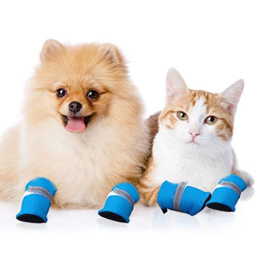 Weewooday 4 Pieces Summer Paw Protector for Small Medium Dogs and Cats Mesh Sandal Shoes Breathable Non-Slip Dog Shoes with Adjustable Buckle, Traction Control, Prevent Dog Paw Burns - PawsPlanet Australia