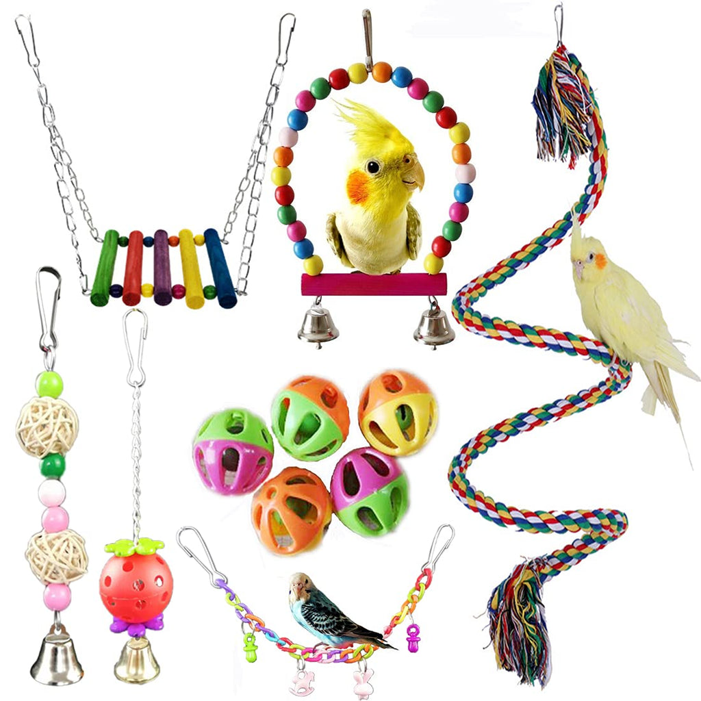 11 Pack Bird Toys Parrot Chewing Toys, Parrots Cage Toys, Parakeet Parrot Swing Chewing Hanging Toys Bird Cage Toys for Small Parrots, Macaws, Parakeets, Conures, Cockatiel, Budgie and Love Birds - PawsPlanet Australia