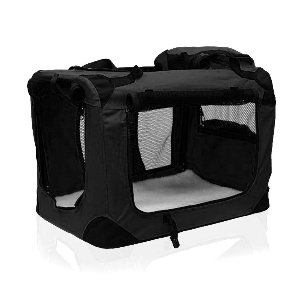 AVC Fabric Pet Carrier Black Folding Dog Cat Puppy Travel Transport Bag - PawsPlanet Australia