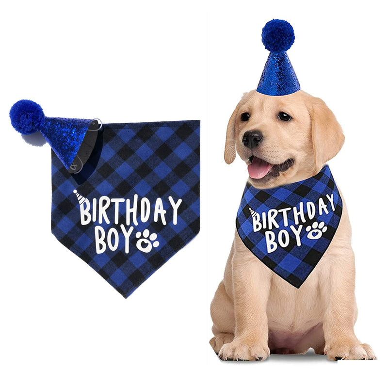 Pets Birthday Party Supplies,Dog Birthday Bandana Set,Pet Birthday Hat and Boy Doggy Birthday Bandana Set - PawsPlanet Australia