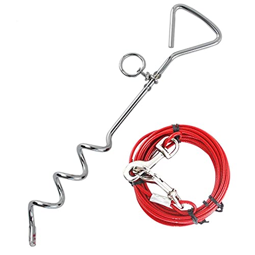 Taylor & Brown 10ft 3m Heavy Duty Dog Tie Out Cable with 16 Inch Spiral Ground Stake Sturdy Puppy Pet Dog Stake and Dog Leash for Outdoor, Yard or Camping - PawsPlanet Australia